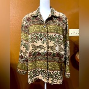 Erin London tapestry leopard print jacket